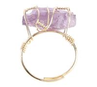 LMRJHAZ jewellery Natural Crystal Adjustable Womans Chic Finger Amethyst for Women Split Ring Memorial Jewelry Gemstone Rings Purple jewellery