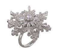 LMRJHAZ jewellery Stylish Double Layer Snowflake Ring Women Cute Delicate Jewelry with Moon and Star Design Finger Accessory for 1pc jewellery