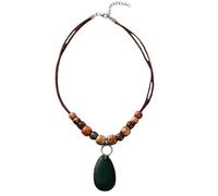 LMRJHAZ Jewelry New 2025 Arrival Vintage Ethnic Beads Women's Necklace Handmade Wood Beaded Water Drop Pendants Necklace For Women Daily Wear With For You Accessories Trendy Creative Gift gift