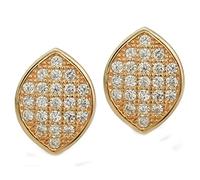 LMRJHAZ JewelryWomen Earrings Silver Plated Leaf Shape Ear Studs Women's Earrings JewelryRose Gold with White Cubic Zirconia Stud Earring