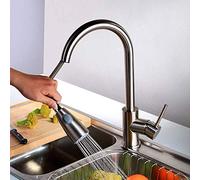 LMRJHAZ Kitchen Tap Rotation Solid Brass Pull-Out Kitchen Faucet Brushed Nickel Full Copper Basin Sink Hot Cold Water Mixer Tap with Pull Out Sprayer Deck Mounted Waterfall Faucet Vessel Faucet It's