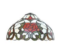 LMRJHAZ Lamp Shade 12 Inch Wide Accessories Replacement Only Peach Rose Stained Glass Lampshades Vintage Red Pink Flower Green Leaves Light Cover for Table Pendant Ceiling