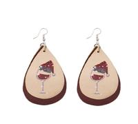 LMRJHAZ Leather Teardrop Christmas Tree Earrings for Women Girls Multiple Lightweight Big Statement Dangle Drop Hook Stud Nickle Free Jewelry Gifts Christmas Holiday
