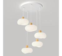 LMRJHAZ LED Creative Chaner, Scandinavian Warm Cream Pendant Light, Single-Head for Dining Room, Bedroom, Bedside Lamp