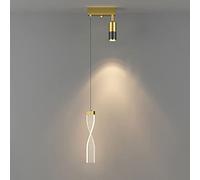 LMRJHAZ LED Spiral Acrylic Pendant Light with 360° Adjustable Ceiling Golden Iron Lamp Body Hanging Lights Simple Decorative Suspension Lamps for Bedroom Bedside, Kitchen Island (A)