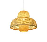 LMRJHAZ Lighting Industrial Bamboo Pendant Light Large Rattan Basket Chandelier Retro Style Ceiling Hanging Lamp E27 Height Adjustable Pendant Lamp Shade Pastoral Southeast Asian Style Japanese