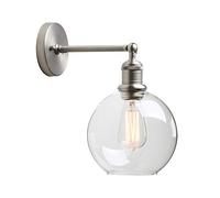 LMRJHAZ Lighting Industrial Loft Bar Sconce Wall Lights Fittings, Vintage Black Wall Lamp with with 7.9” Globe Clear Glass Shade for Kitchen Island Bedroom Cafe Corridor Restaurant (Black)