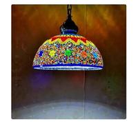 LMRJHAZ Middle Eastern Realistic Style Exotic Restaurant Hotel Inn Xinjiang Restaurant Cafe Living Room Bedroom Aisle Glass Chandelier(Tea 30cm)
