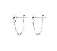 LMRJHAZ Minimalist Ball Bead Tassel Chain Drop Dangle Earrings for Women Girls S925 Sterling Silver Tiny Balls Stud Tragus Cartilage Hypoallergenic Pierced Ear Fashion Punk Jewelry