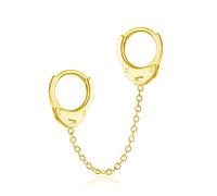 LMRJHAZ Minimalist Double Hoop Earrings for Women Girls Men Sterling Silver Pair Small Hoops Dangle Chain Drop Dangle Cartilage Second Hole Fashion Personalized Punk Jewelry 1 Piece