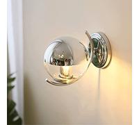 LMRJHAZ Mirrored Spherical Glass Wall Lights Chrome Metal Base Wall lamp e27 Bedroom Bedside lamp Fixture Living Room Aisle Villa Wall Mounted Sconce