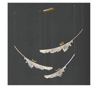 LMRJHAZ Modern Creative Feather Bird Acrylic Pendant Lamp Restaurant Living Room Hotel Lobby Led Chandelier Art Home Decoration Lighting(1 Light)