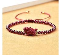 LMRJHAZ Natural Cinnabar Bracelet Crystal Bracelet Feng Shui Wealth Bracelet 7A Garnet Cinnabar Crystal Chakra Bracelet Spiritual Healing Gems Red Cord Bracelet Natural Gemstone Talisman Money Good