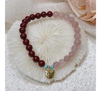 LMRJHAZ Natural Cinnabar Bracelet Feng Shui Wealth Bracelet Cinnabar Healing Crystal Strawberry Quartz Bracelet Strong Talisman for 2022 Year of Tiger Zodiac Animal Chakra Gem Crystal Bracelet