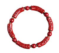 LMRJHAZ Natural Gemstone Bracelet, Cinnabar Crystal Bracelet for Natural Crystal Quartz Bracelet Stones Bracelet Amulet Wealth Prosperity Good Fortune Stretch Bracelet