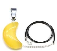 LMRJHAZ necklace Crystal Pendant Necklace, Trendy Natural Yellow Crescent MooShape Retro Reiki Chakra Dainty Leather ChaiYoga MeditatioJewelry Gift For Girl WomeMen