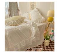 LMRJHAZ Off White Ruffle Duvet Cover Set 100% Cotton Ruffles Chic Family Bedding Quilt Cover Bed Sheet Pillowcases Extra Soft Breathable,Bed