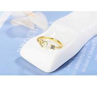 LMRJHAZ Open Rings For Women,Vintage Adjustable Crystal Zircon Heart-Shaped Hollow Design Rosegold Friendship Rings Romantic Jewelry Gift For Girl Women Couple Engagement Wedding