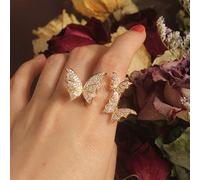 LMRJHAZ Open Rings For Women,Vintage Adjustable Fashion Three Butterflies Golden Rings Romantic Jewelry Gift For Girl Women Couple Engagement Wedding