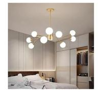 LMRJHAZ Post-Modern Minimalist Light Luxury Nordic Restaurant Living Room Magic Bean Chandelier Molecular Atmosphere Home Copper Lamps(Gold 12 Heads)