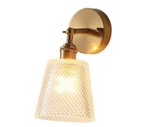 LMRJHAZ Retro Brass Wall Sconce with Glass Shade Adjustable Swing arm Wall lamp e27 Socket Bedroom Bedside lamp Living Room Hotel Wall Light [Energy Class a+]