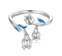 LMRJHAZ S925 Sterling Silver Adjustable Wrap Open Rings Rose Flower Ring for Women Teen