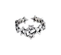 LMRJHAZ S925 Sterling Silver Five-pointed Star Ring Hollow Star Open Adjustable Thumb Rings Jewelry Gifts for Women