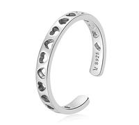 LMRJHAZ S925 sterling silver hollow heart Adjustable open ring for women