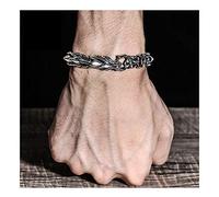 LMRJHAZ S925 Sterling Silver Men's Handmade Bracelet, Chinese Style Domineering Personality Hipster Retro Keel Street Bracelet, Send Boyfriend Birthday Gift Souvenirs.