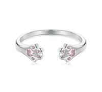LMRJHAZ S925 Sterling Silver Open Paw Adjustable Hug Ring, Women Cute Silver Cat Claw Adjustable Open Ring, Animal Ring
