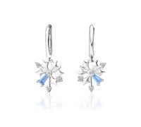 LMRJHAZ Silver Earrings for Women 925 Sterling Silver Snowflakes Dangly Earrings, Sparkling Blue Crystal Drop Earrings, Sterling Silver Hoop Earrings for Valentine'S Day Gift