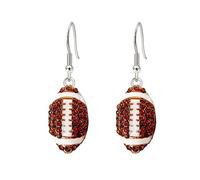 LMRJHAZ Sport Ball Dangle Earrings for Women Girls Silver Plated Cubic Zirconia Crystal Soccer Volleyball Softball Basketball Baseball American Football Ball Statement Drop Fish Stud Earring Game