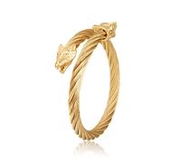 LMRJHAZ Sterling Silver Bangle,Retro Bracelet,Men's Bracelet Women's Bracelet Stainless Steel Bracelet Retro Fashion Spiral Chain Double Leopard Head Open Gold