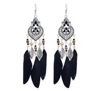 LMRJHAZ Tassel Feather Earring-Bohemian Retro Colorful Geometric Irregular Hollow Diamond Feather Earring,Fashionable Creative Design Lightweight Handmade Feather Curved Needle Earring ui