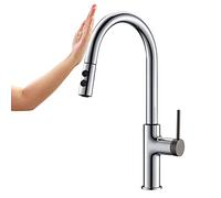 LMRJHAZ touchless Faucet with Pull Down Sprayer, Touch inducing Single Handle Smart zinc Alloy 360°Rotation hot and Cold Water Mixer tap,Black Kitchen Sink faucets