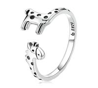 LMRJHAZ Trend Open Size Finger Rings 925 Sterling Silver Animal Shape Elephant Giraffe Rings Trend Jewelry Party