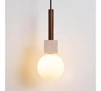 LMRJHAZ Vintage Glass Single Head Hallway Pendant Light - Japanese Wabi-Sabi Style Yellow Travertine Kitchen Island Hanging Lamp, Mid Century Modern Bedside Chaner, Home Decoration for Aisle and