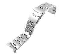 LMRJHAZ Watch Strap Black, Silver Curved Watch with a Neutral Stainless Steel Metal Strap Two-Way Folding Clasp 20Mm 22Mm /20Mm/Silver