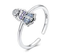 LMRJHAZ Women's 925 Sterling Silver Ring, Open Rings Adjustable Ring for Women Punk Vintage Gothic Stackable Ring