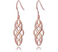 LMRJHAZ Women's Earrings, Stud Earrings Stylish 925 Retro Knot Twisted Hanging Earrings Ladies Jewelry Earrings Ear Jewelry/Rose,Women