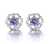 LMRJHAZ Women's Earrings, Stud Earrings Stylish 925 Shiny Crystal Rose Flower Female Stud Earrings Jewelry Allergy Gift/Clear,Women