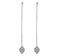 LMRJHAZ Women's Earrings, Stud Earrings Stylish Elegant Love Heart Cubic Zirconia 925 Ladies Long Tassel Stud Earrings Jewelry/Rose/Clear,Women