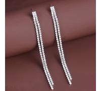 LMRJHAZ women's long earrings made of crystal bowls and imitation diamonds, sparkling, for weddings