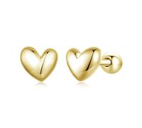 LMRJHAZM 18g Gold Mini Heart Sterling Silver Hypoallergenic Pierced Earrings for Women Girls Minimalist Love Hearted Bead Stud Tiny Small Cartilage 3mm Ball Screw Back Tragus Cute Birthday Christmas