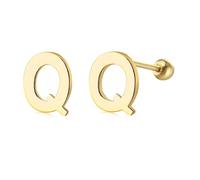 LMRJHAZM 18G Tiny Initial Stud Earrings for Women Girls 925 Sterling Silver 14K Gold Plated Hypoallergenic Cute Small Alphabet Letter Cartilage Tragus 3mm Ball Screw Back Piercing Sensitive Ear