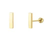 LMRJHAZM 18G Tiny Initial Stud Earrings for Women Girls 925 Sterling Silver 14K Gold Plated Hypoallergenic Cute Small Alphabet Letter Cartilage Tragus 3mm Ball Screw Back Piercing Sensitive Ear