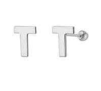 LMRJHAZM 18G Tiny Initial Stud Earrings for Women Girls 925 Sterling Silver 14K Gold Plated Hypoallergenic Cute Small Alphabet Letter Cartilage Tragus 3mm Ball Screw Back Piercing Sensitive Ear