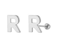 LMRJHAZM 18G Tiny Initial Stud Earrings for Women Girls 925 Sterling Silver 14K Gold Plated Hypoallergenic Cute Small Alphabet Letter Cartilage Tragus 3mm Ball Screw Back Piercing Sensitive Ear