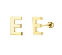LMRJHAZM 18G Tiny Initial Stud Earrings for Women Girls 925 Sterling Silver 14K Gold Plated Hypoallergenic Cute Small Alphabet Letter Cartilage Tragus 3mm Ball Screw Back Piercing Sensitive Ear