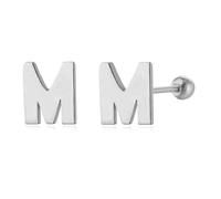 LMRJHAZM 18G Tiny Initial Stud Earrings for Women Girls 925 Sterling Silver 14K Gold Plated Hypoallergenic Cute Small Alphabet Letter Cartilage Tragus 3mm Ball Screw Back Piercing Sensitive Ear